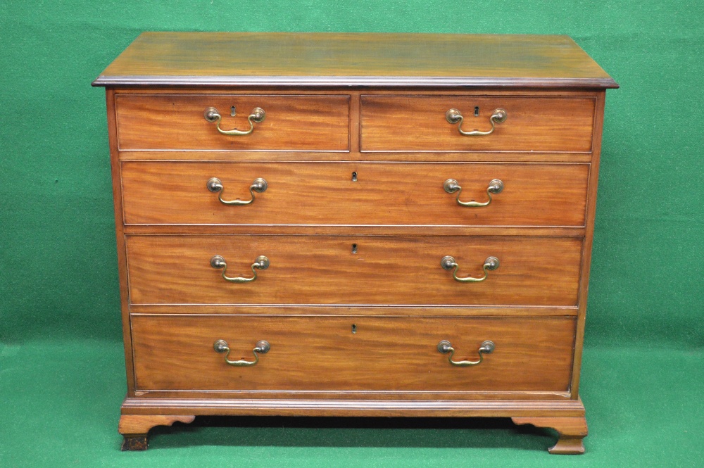 William IV mahogany chest of drawers having two short and three long graduated drawers with brass