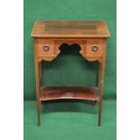 Mahogany inlaid and cross banded ladies writing table having shaped frieze with two small drawers