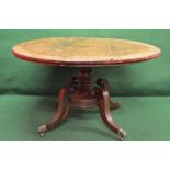 Rosewood circular breakfast table the top supported by turned column leading to circular base,