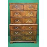 Victorian walnut chest on chest having two short and five long drawers with brass handles and