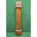 Art Deco walnut cased grandmother clock with square dial and pierced chrome hands (movement