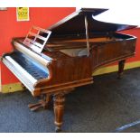 J Broadwood & Sons, rosewood semi grand piano on carved legs and lyre shaped pedal frame - 55.