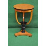 Possibly Harrods mid to late 20th century circular walnut occasional table supported on three