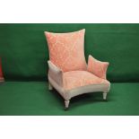 Edwardian upholstered armchair with padded back,