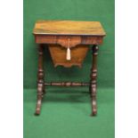 Victorian walnut work table with inlaid decoration,