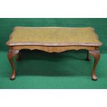 20th century walnut coffee table the top having carved serpentine border with glass insert,