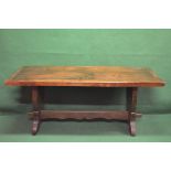 Refectory table with solid end legs and shaped stretcher - 68.