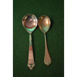 Large Scandinavian silver serving spoon and a German silver serving spoon with gilded bowl