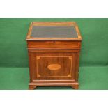 Mahogany inlaid Davenport desk having sliding top with brass gallery and fitted interior over four