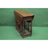 18th century oak gateleg table with bow ends and D shape drop leaves over one single drawer,