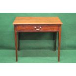 Georgian mahogany single drawer side table with brass handle and square tapering legs - 33" wide