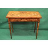18th century Dutch marquetry fold over card table with floral design and green baize lined playing