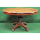 Oval mahogany centre table with inlaid and moulded border,