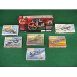 Airfix and Matchbox, seven unmade plastic kits,