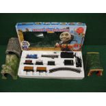 Hornby, 1980's Made in England Thomas the Tank Engine set featuring Thomas, two wagons, brake van,