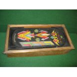 Bagatelle, made of wood and aluminium, brightly painted and labelled Jiggers,