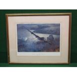 Geoff Hunt, print of the Dam Buster's Raid May 1943 depicting two Lancaster's attacking a dam,