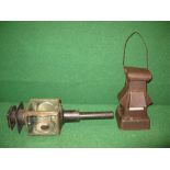 A possibly wartime shielded hand lamp - 11" together with a coach lamp - 18",