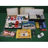 Scalextric, quantity of cars both boxed and unboxed, track, controllers,