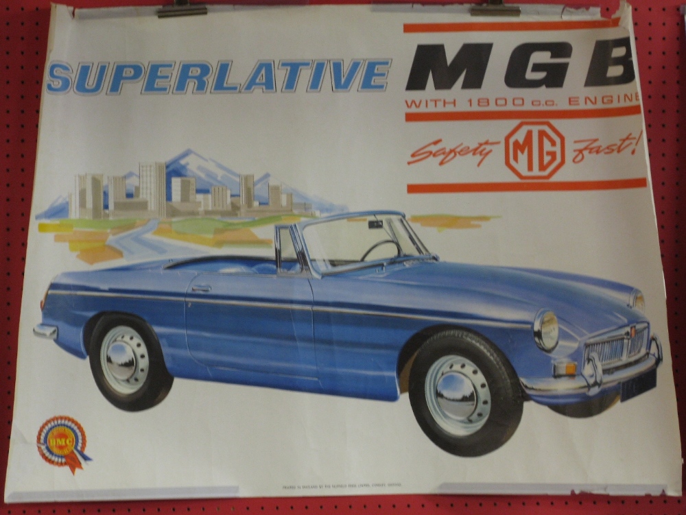 1960's advertising poster for the MGB with 1800cc Engine, Superlative,