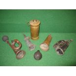 Four vintage car horns including a Howes & Burley,