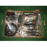 Box of assorted 1970's and 1970's MG/BMC parts to include MGB door capping brackets,