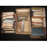 Five boxes of handbooks, manuals, spares lists, instruction books etc sorted into Triumph, Rover,