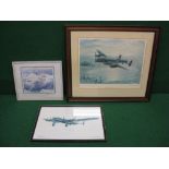 Lancaster Bomber print entitled Mission Accomplished signed D Bosanquet - mounted and framed,