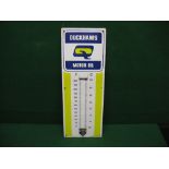 Enamel advertising sign for Duckhams Motor Oil with large thermometer (glass missing),