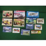 Airfix, thirteen plastic kits for aircraft, racing cars and Landrover by Airfix, Revell, Matchbox,