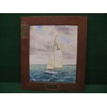 Original oil painting depicting a dinghy sailing off Pevensey, signed HS 1962,