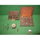 Model Engineer's tap and die set in its wooden box, compartmental wooden box of small nuts,