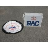 Illuminated wall mounted perspex RAC sign in a metal box featuring red crown and blue letters - 26"