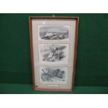 Set of three contemporary black and white illustrations of mid 19th century railway accidents on