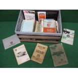 Box of car handbooks ranging from a 1936 Standard Light Twelve to a Volvo 240 including converting