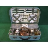 Brexton, a two person picnic case with spirit fuelled copper kettle, two aluminium food boxes,