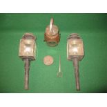 Pair of carriage lamps complete with burners marked Fitzgerald Ingram & Co,