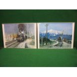Terence Cuneo, two framed steam train prints,