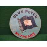 Circular tin sign designed to clip into a wheel,