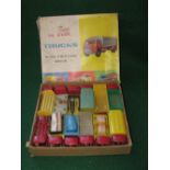 Dealer box of twelve assorted trucks with friction drive,