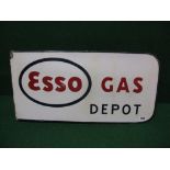 Substantial and unusual double sided enamel advertising sign for Esso with white ground and red
