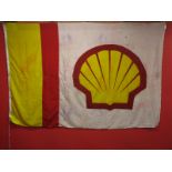 Large linen forecourt flag featuring the Shell logo in red and yellow on a predominantly cream
