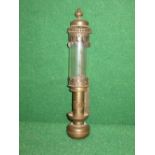 Brass wall mounted oil lamp with glass,