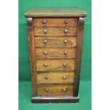 Victorian mahogany Wellington chest having seven graduated drawers with turned wooden knob handles,