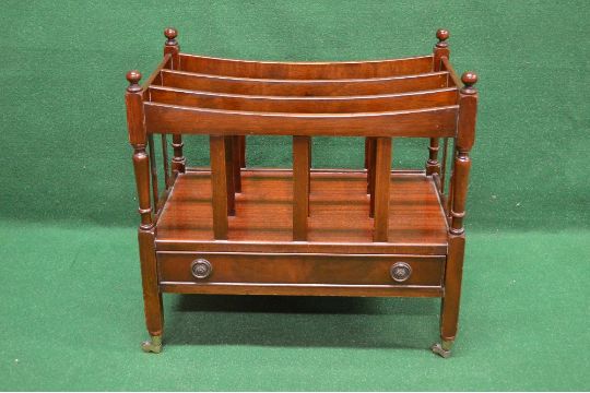 20th century mahogany three section Canterbury having single drawer with ring handles and standing - Image 1 of 2