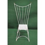 Small child's wirework chair having vertical back rails over pierced seat,