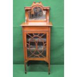 Edwardian mahogany inlaid music cabinet having raised mirror back and single glazed door enclosing