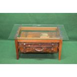 Glass top luggage case coffee table the leather suitcase and glass top supported on hardwood frame