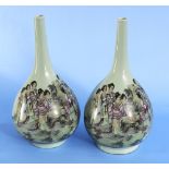 A Pair of Chinese Green Gound Vases depi