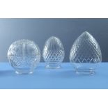 3 Cut Glass Light Globes - H 15cm, H 16c